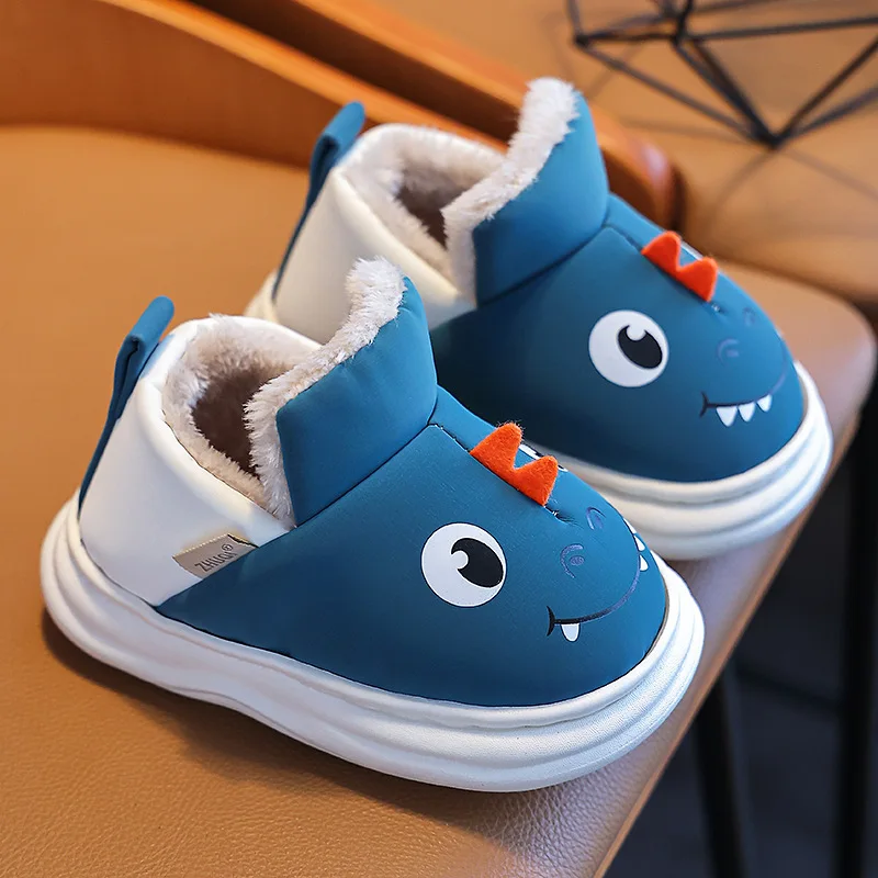 

Симпатичные хлопковые тапочки с динозавром, женские зимние домашние Нескользящие хлопковые туфли для дома, забавные подарки, плюшевая ткан...