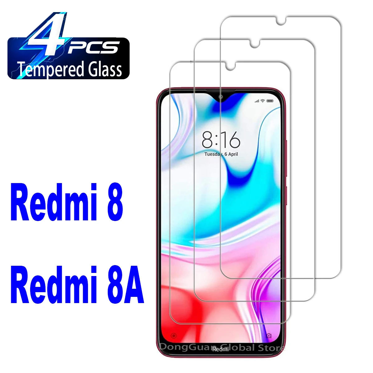 

2/4Pcs High Auminum Tempered Glass For Xiaomi Redmi 8 8A Dual Pro Screen Protector Glass Film