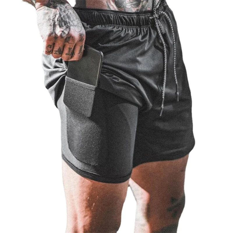 

New 2 In 1 Sport Shorts Men Sportswear Double-deck Running Shorts Beach Bottoms Summer Gym Fitness Training Jogging Short Pants