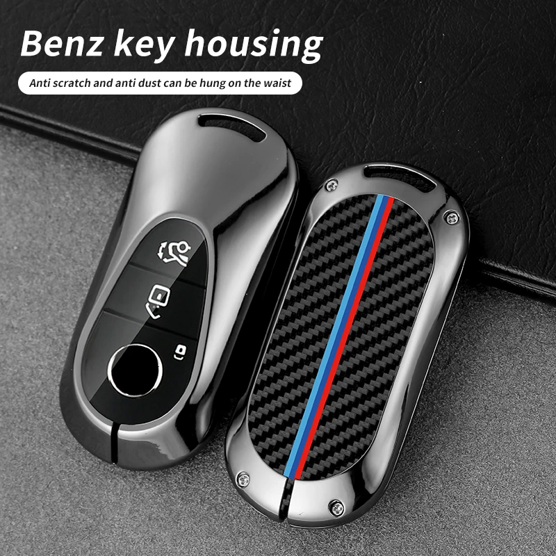 

Carbon Fiber Car Key Case Cover Shell Fob For Mercedes Benz 2022 C S Class W206 W223 S350 C260 C300 S400 S450 S500 Key Protector