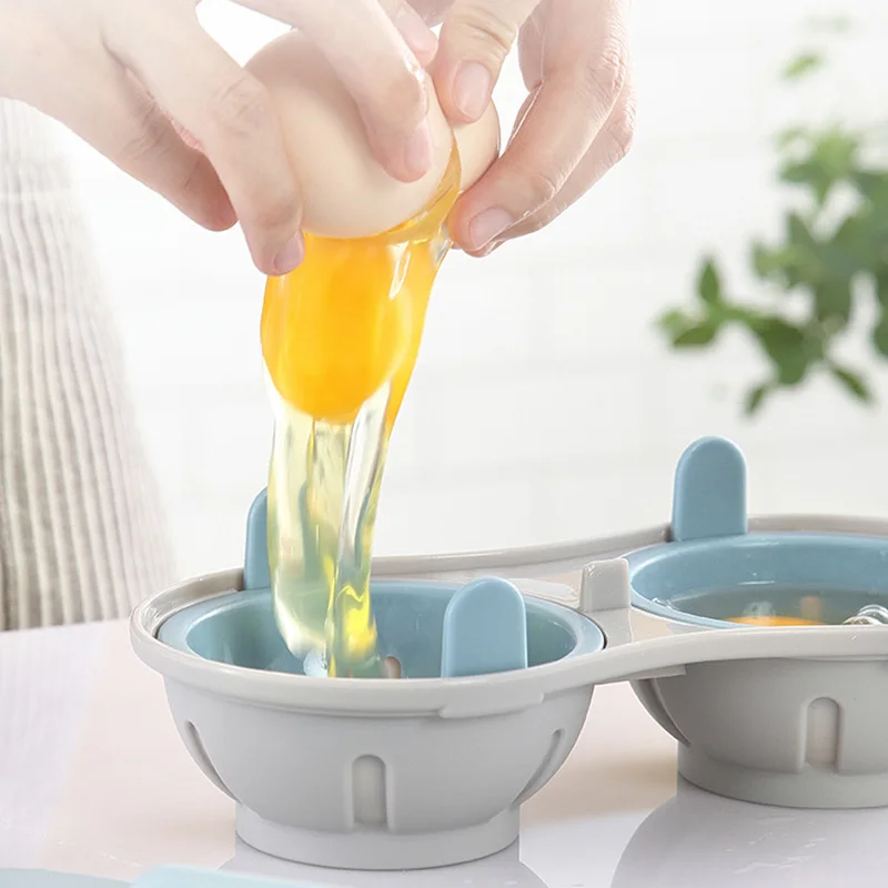 

Egg Steamer Steamed Egg Box Microwave Egg Tray Two Steamed Oven Microwave Kitchen Mold Egg White Yolk Separator For Kitchen