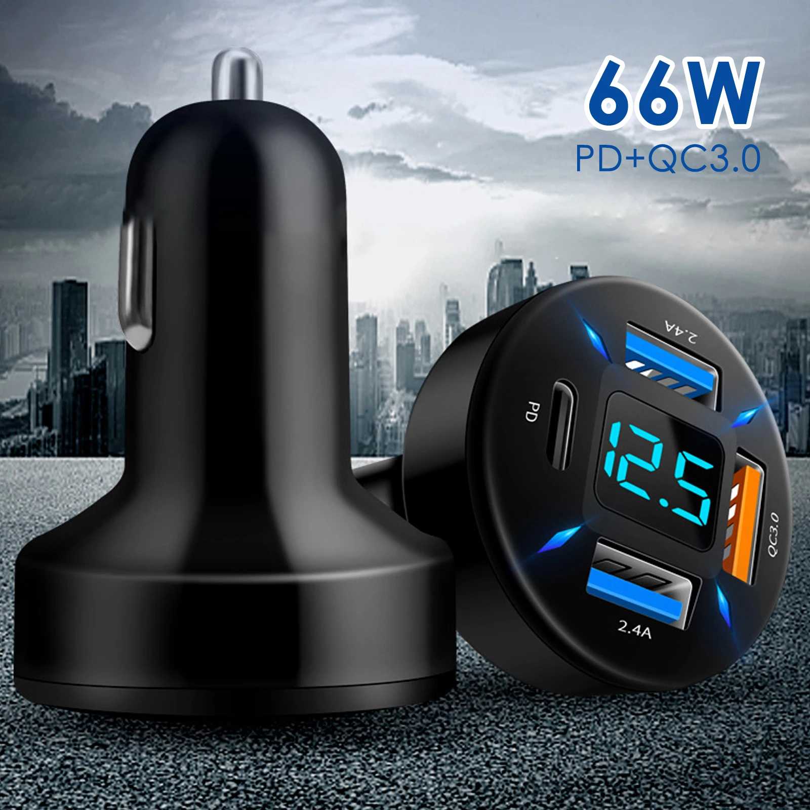 

2022 Новинка 22,5 Вт/66 Вт 4 порта USB PD быстрое автомобильное зарядное устройство QC3.0 Тип C Быстрая зарядка автомобильный адаптер разветвитель при...