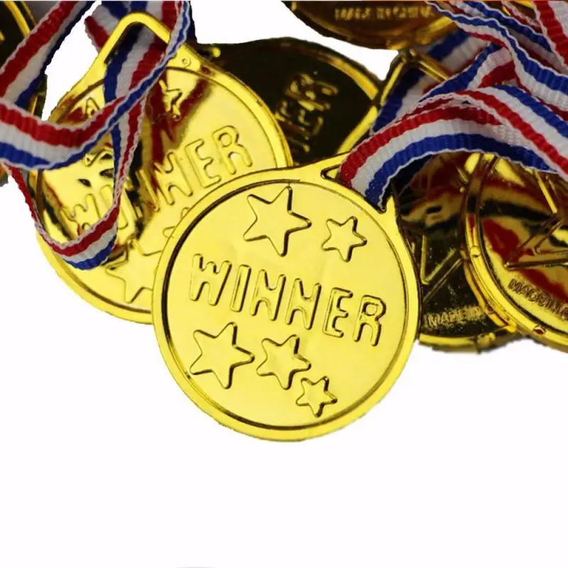 

Plastic Gold Winners Medals Sports Party Children Kids Awards Toys For Kids Party Fun Supplies Non-currency Coins Party FavorBMY