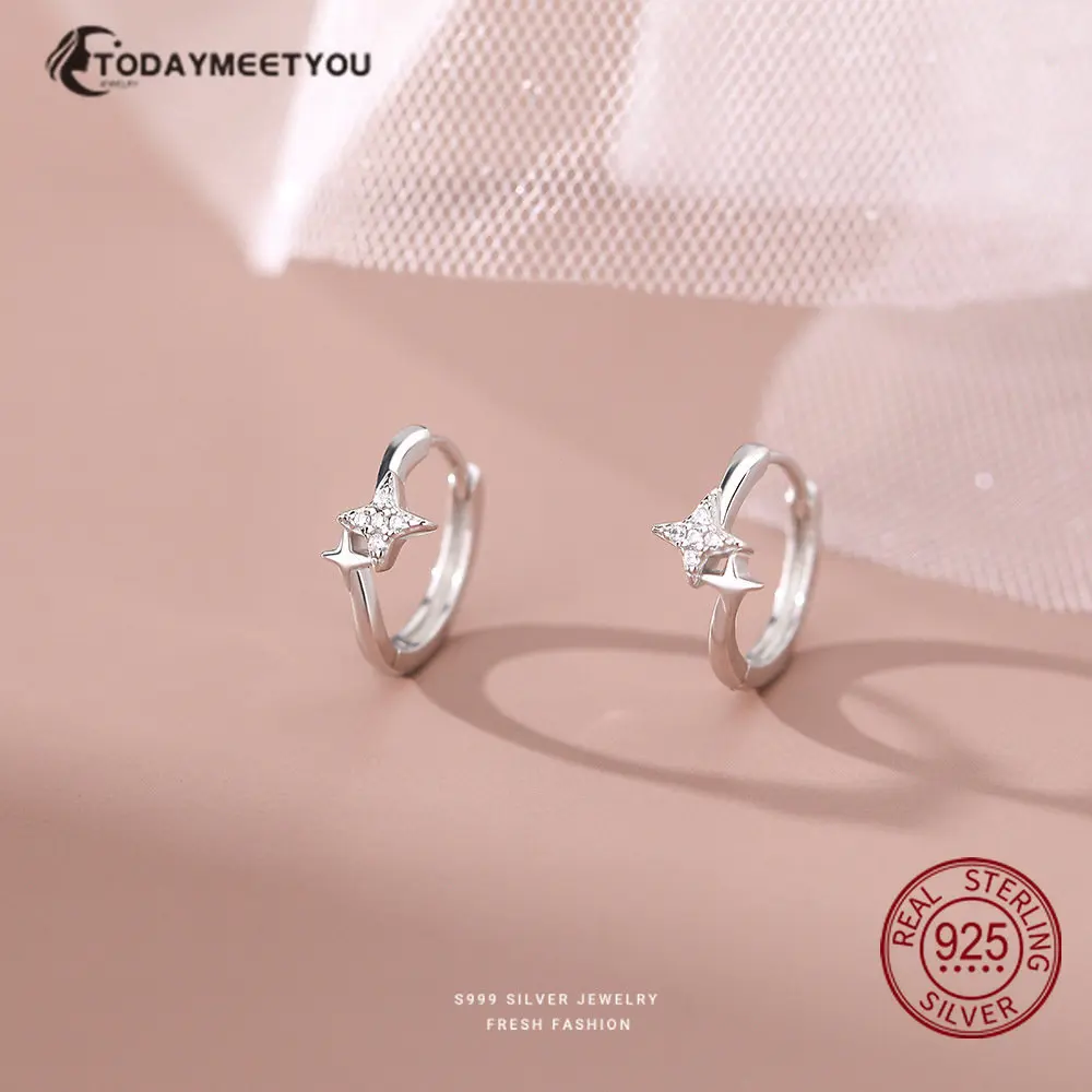 

Серьги-кольца женские из серебра 925 пробы с цирконом