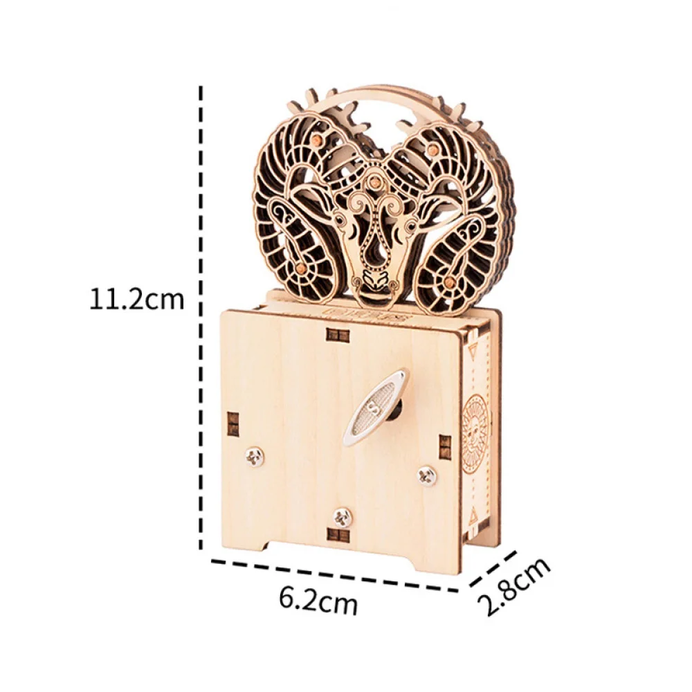 Aries Music Box DIY Constellation Puzzle Clockwork Wooden Carved Building Toys Music Boxes Science Educational Toys for Children