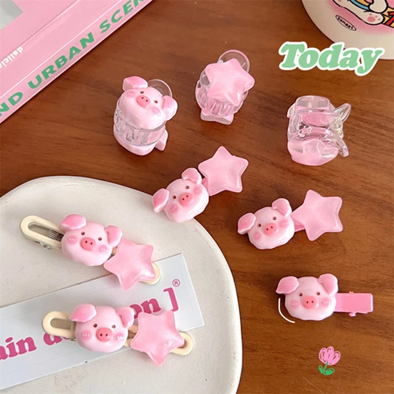 

Kawaii Pink Piggy Hair Clip Sweet Girls Bangs Clip Cute Cartoon Pig Hairpin Korean Version Side Clip Children's Hair Accessories
