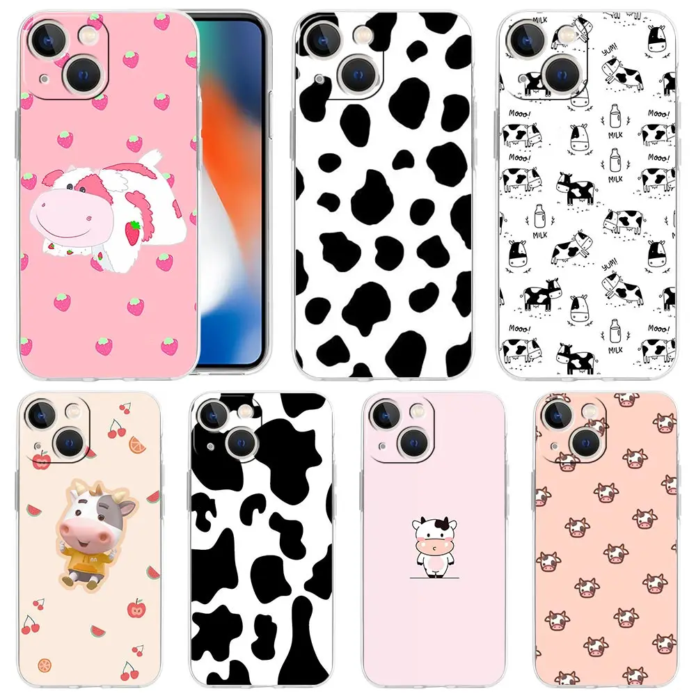 

Black And White Cow Cartoon for Apple iPhone 13 Pro Max 12 Mini Soft TPU Capa 7 8 Plus 6 6S+ 5 5S X XS XR Phone Case iPhone 11