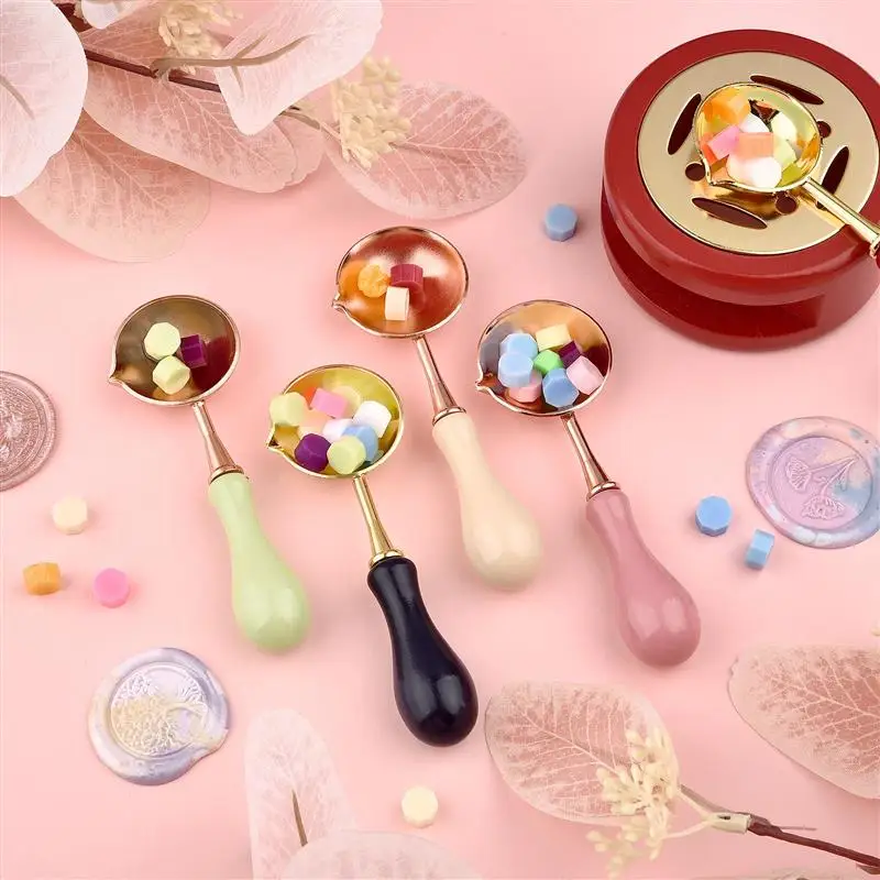 Ложка для воска изготовления штампов с деревянной ручкой винтажный конверт