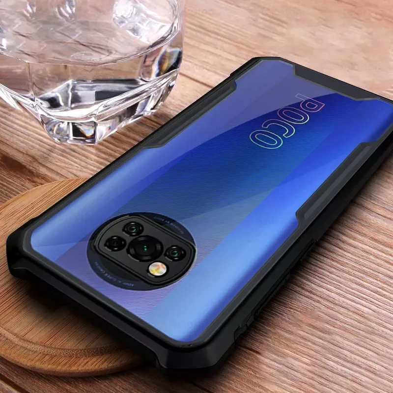 

NEW2022 Clear Acrylic Heavy Duty Cover For Xiaomi Poco X3 Pro Case Poxo Poko Little X 3 X4 Pro NFC 5G TPU Bumper Armor Shockproo