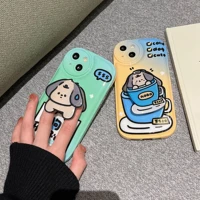 ins teacup puppy korean cute pet with stand iphone case for iphone 13 12 mini 11 pro x xr xs max 7 8 6 plus phone case