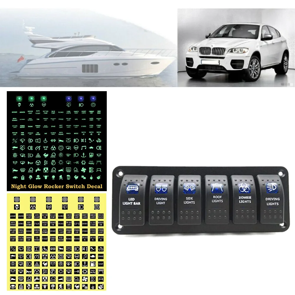 

Night Sticker Labels Glow Label Marine Panel Parts Replacement Sticker 132pcs Switch