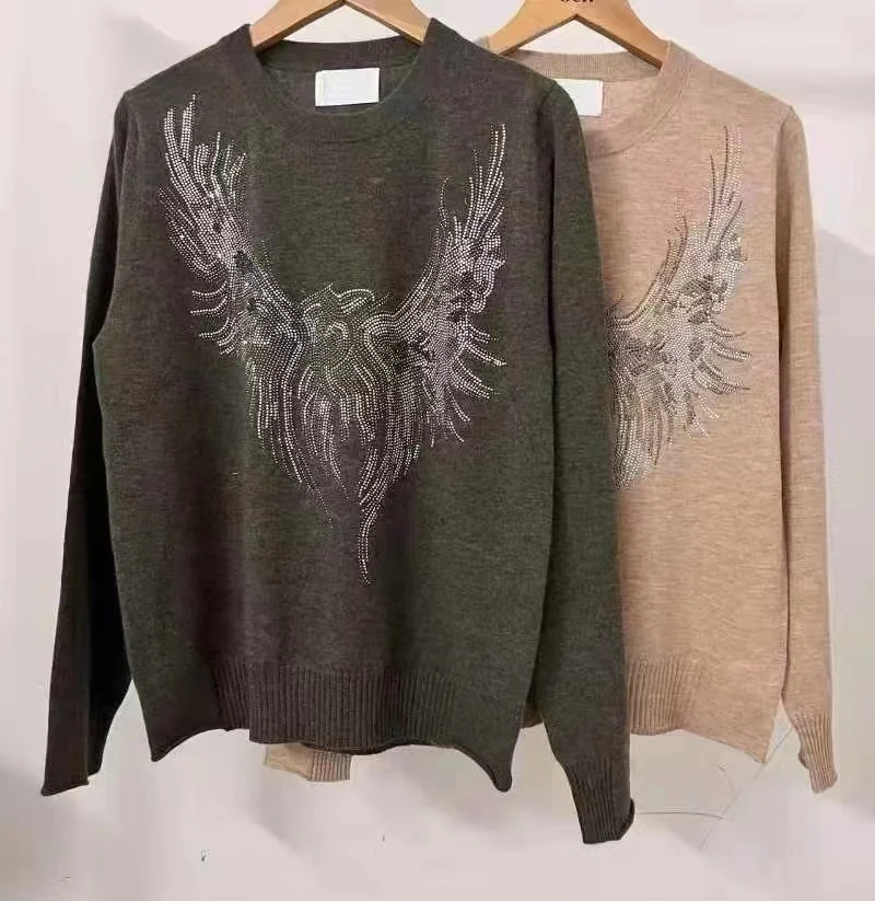 

Z@V New round neck eagle ironing temperament commuter knitting pullover sweater