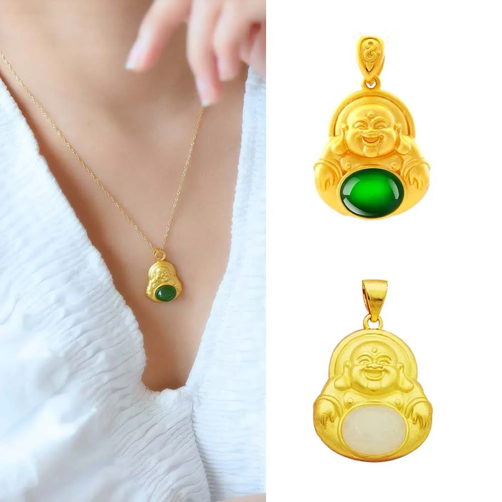 

Натуральный агат халцедон для мужчин и женщин, медная подвеска со смехом, ожерелье, ювелирные аксессуары
