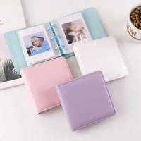 40 pockets loose leaf photo album photocard binder 3 ring leather photo album mini instant picture case solid name card holder
