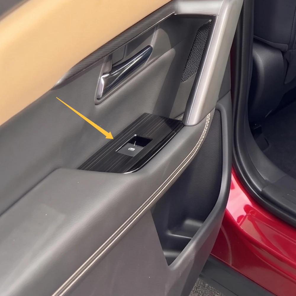 Фото Для Mazda CX-5 2026: Накладка на панель управления стеклоподъемниками, накладка на дверной подлокотник, кнопка подъема стекла, аксессуары для интерьера, наклейки из нержавеющей стали №4