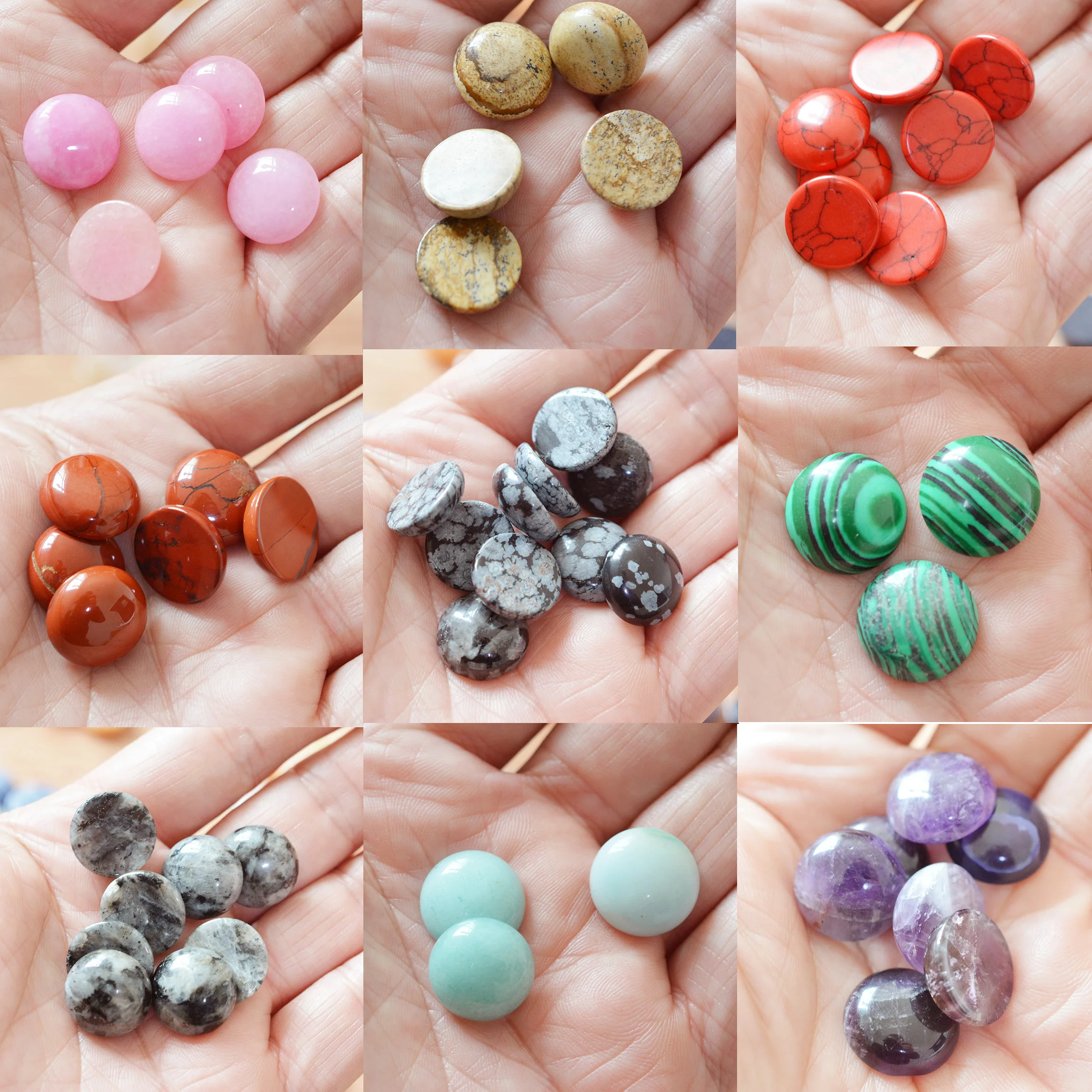 FLTMRH 2 шт. круглый 12 мм натуральный камень яшма оникс Опал Кристалл Малахит кальдалит Родонит золотой камень Unakite кабошон