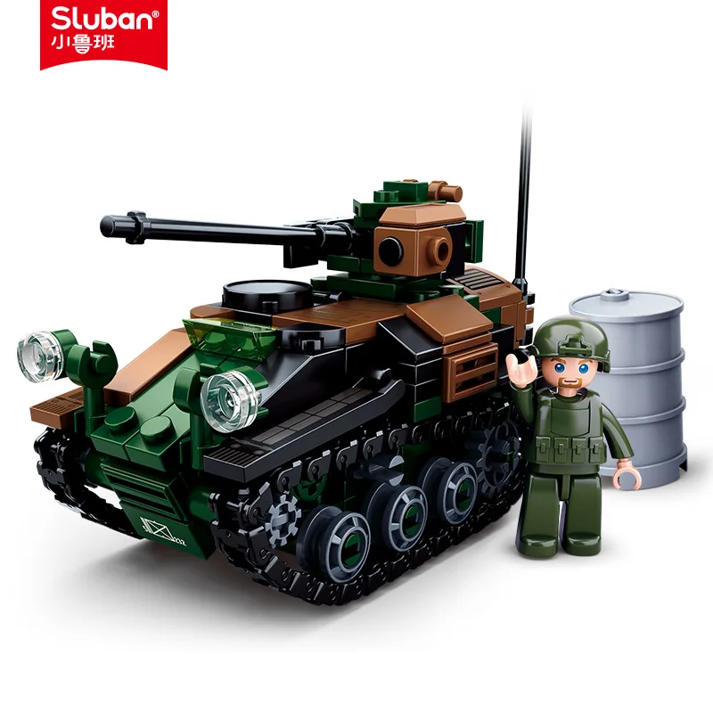 

Sluban World War II Military Weapon Tracked Tank Armored Vehicle Building Blocks Kids DIY Educational Bricks Toys Gifts For Boys