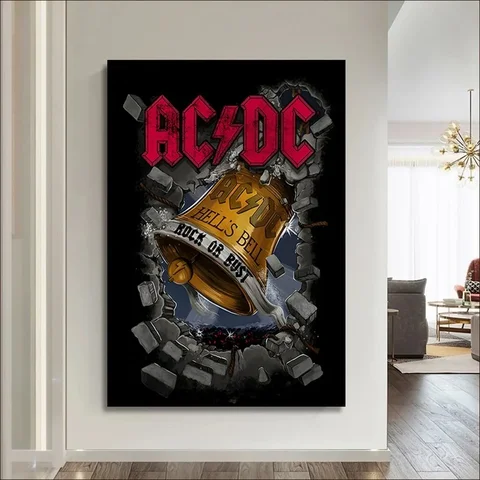 Классический винтажный постер группы AC DC, классический аниме постер, Необычные наклейки на стену для гостиной, бара, украшения, художественные настенные наклейки