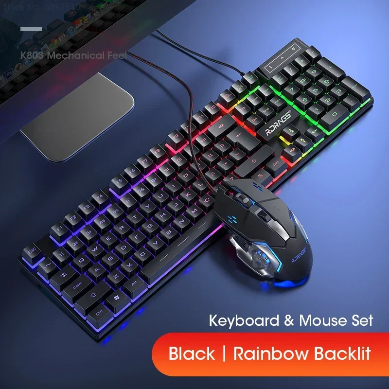 Игровые клавиатуры и мышь Проводная Механическая клавиатура с подсветкой 3200DPI
