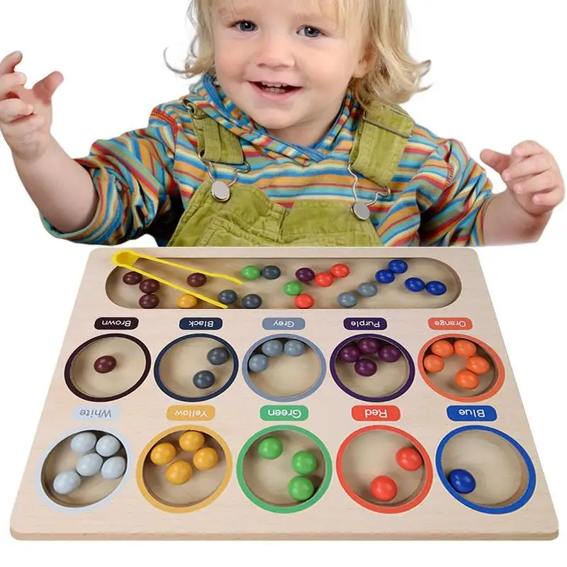 

Montessori Board Toys Counting Matching Game Color Sorting Bead Clip Teaching Aid Toy Colorful Early Educational Preschool