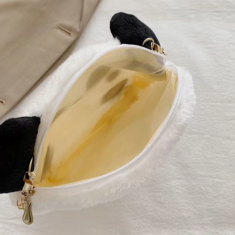 Cute Panda Messenger Bag Creative Fashion Mini Crossbody Bags Women Stylish Plush Chain Shoulder Handbag Purses for Shopping