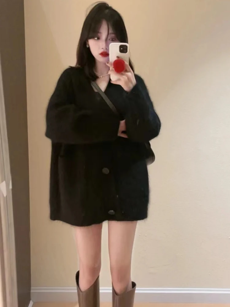 Same Sle as Stars Осенне-зимний длинный меховой норковый бархатный кардиган женский с