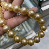 huge charming 1811 12mm natural south sea genuine gold round pearl necklace free shipping for women jewelry pearl necklace
