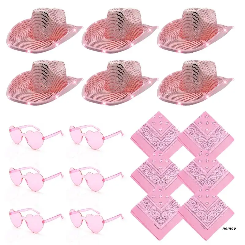 

Светодиодный Блестящий козырек, ковбойская шляпа, платок, солнцезащитные очки в форме сердца для взрослых, костюм для модельного шоу