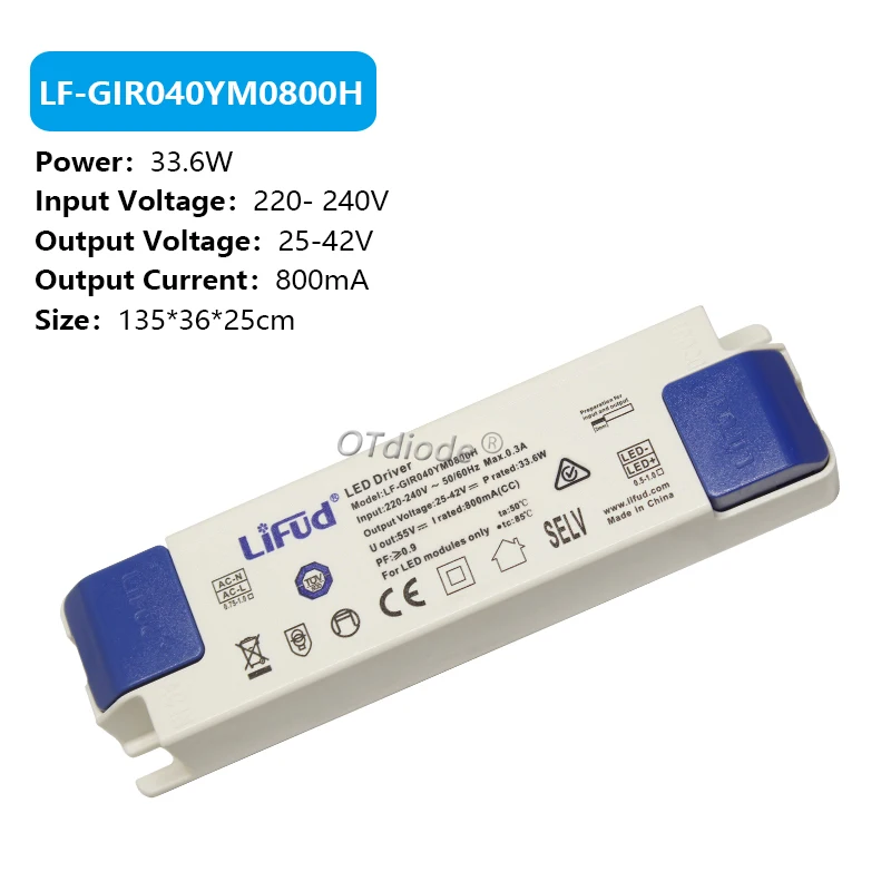 Драйвер Lifud Φ33-40V 800mA 900mA 1000mA 1050mA 1200mA 1300mA 1400mA 1500mA 40W50w 60W LF-GIRxxxYS Series Transformer (art.: 3920c84b795be) - 3920c84b795be