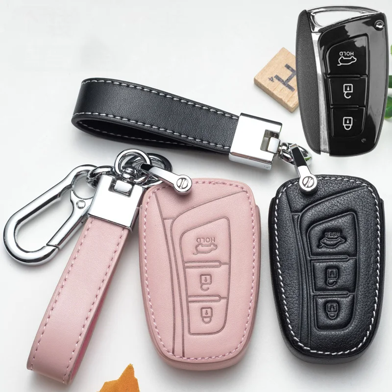 

Pink Car Key Case Cover for Hyundai Santa Fe 3DM Grand SantaFe 2018 IX45 EQUUS AZERA Grandeur HG Sedan Genesis G80