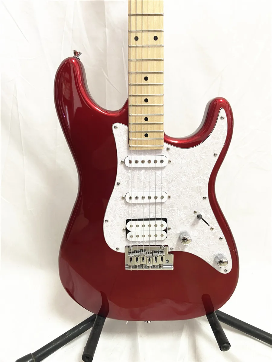

High quality custom edition small double swing metal red 6 string electric guitar maple xylophone neck can be customized free sh