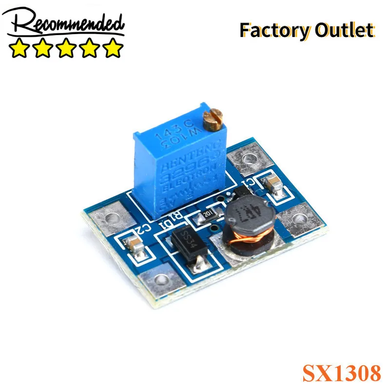 

5 pcs DC-DC SX1308 Step-UP Adjustable Power Module Step Up Boost Converter Module 2-24V to 2-28V 2A