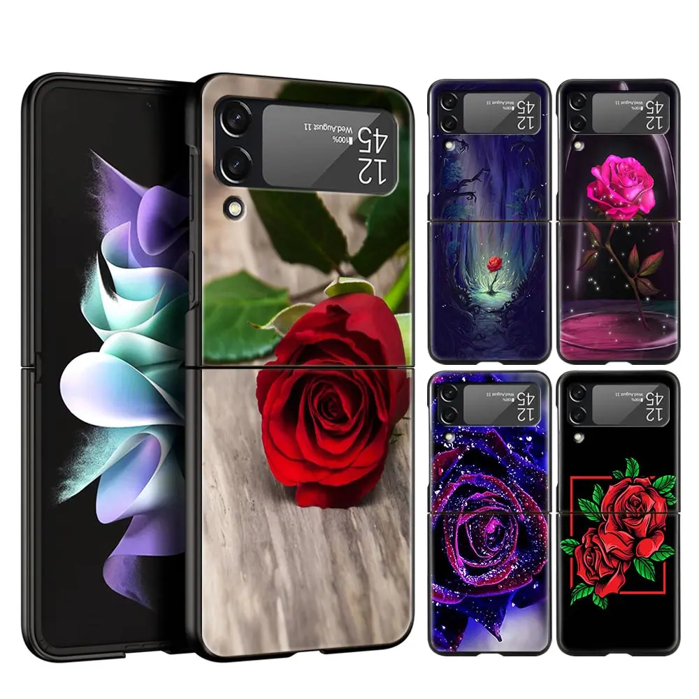 Крутой Модный чехол для телефона с цветами и красными розами Samsung Z Flip3 Flip4 Flip5 Flip 3 5