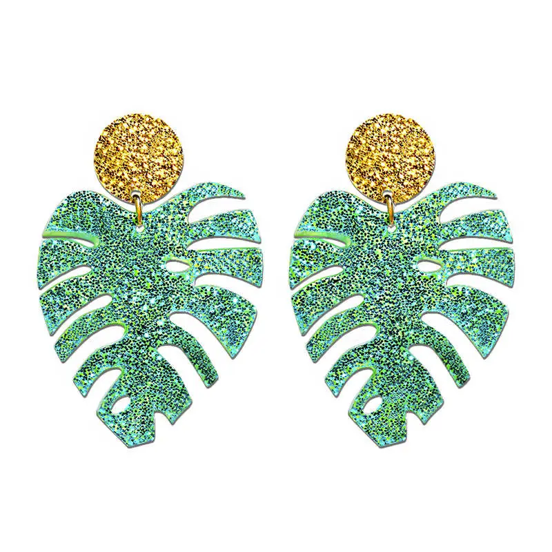 vivilady hot sale monstera beach leaf pendant women drop earrings european brand tropical plant shape summer party jewelry free global shipping