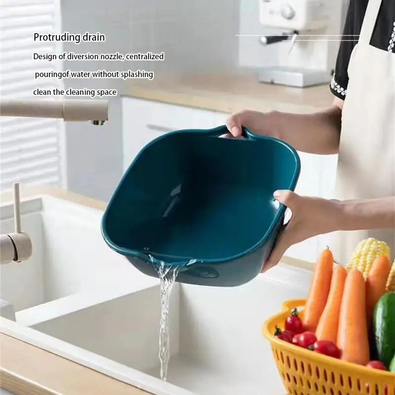 

1Set Double-Layer Multifunctional Drain Container Vegetable Washing Strainer Kitchen Fruit Clean Storage Vegetable Cleaning