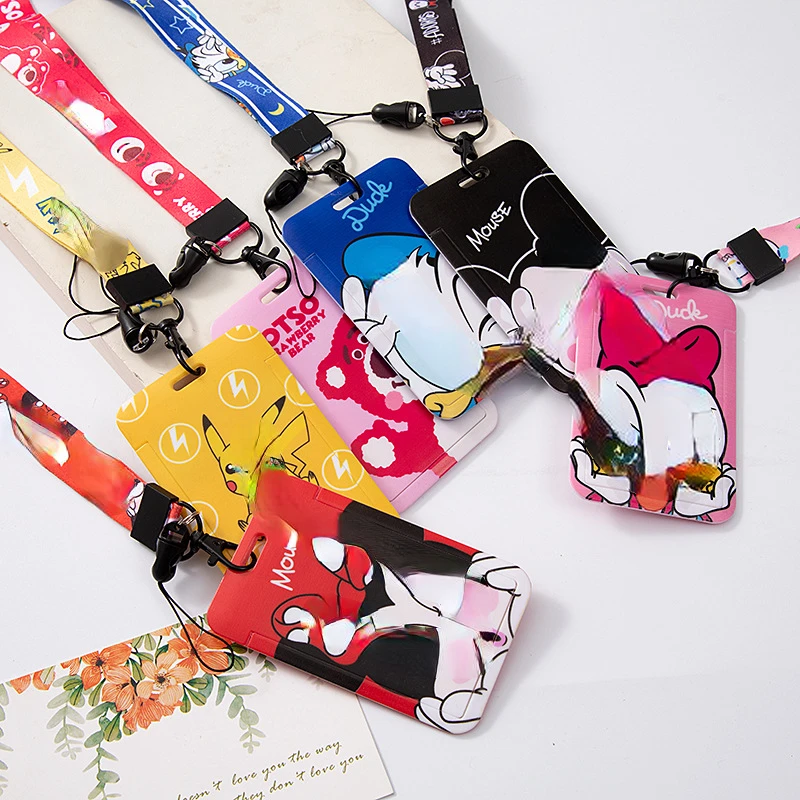 

10pcs Disney Mickey Mouse Keychain Neck Strap Lanyards for keys ID Card Passport Gym Phone USB Badge Holder DIY Hanging Rope