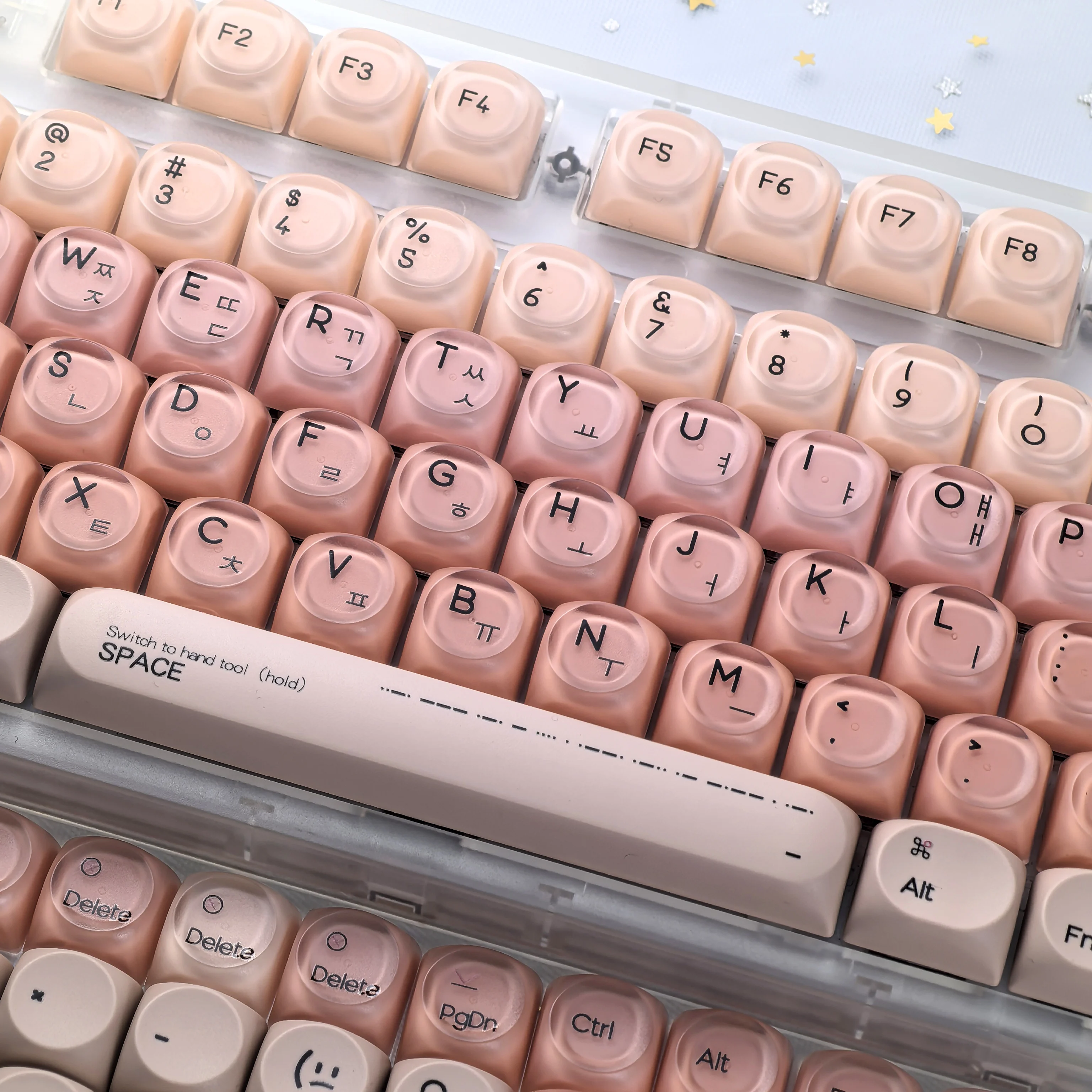 Фото Розовые корейские колпачки для клавиш с жидкой основой, 136 клавиш Herr Pbt + PC, круглые розовые милые наборы колпачков для механической клавиатуры Mx, колпачки для клавиш №2