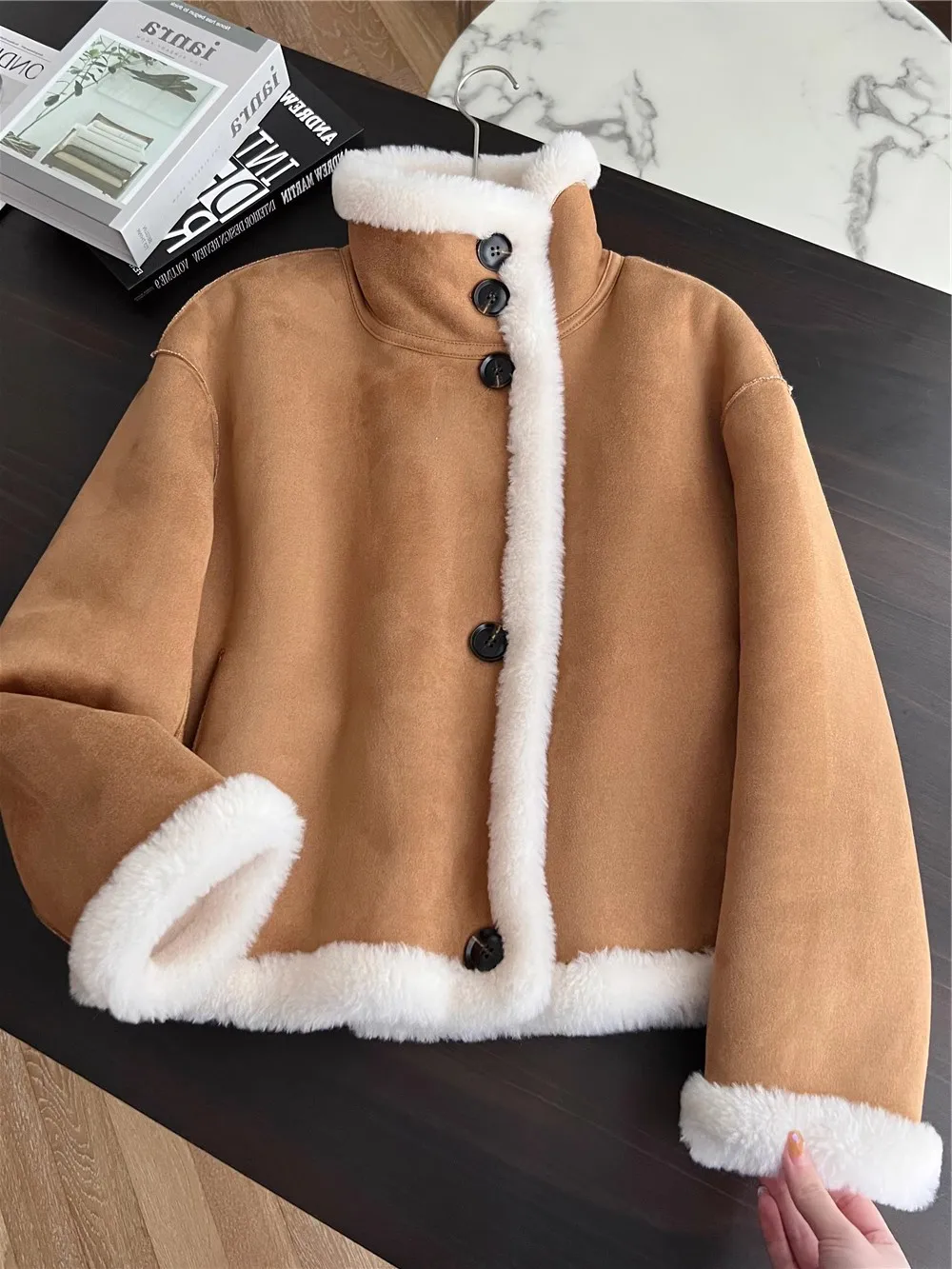 

Reversible Garment Suede Integrated Plush Jacket Fur Coats Especially Lined Woman Winter Free Shipping New In External Clothes