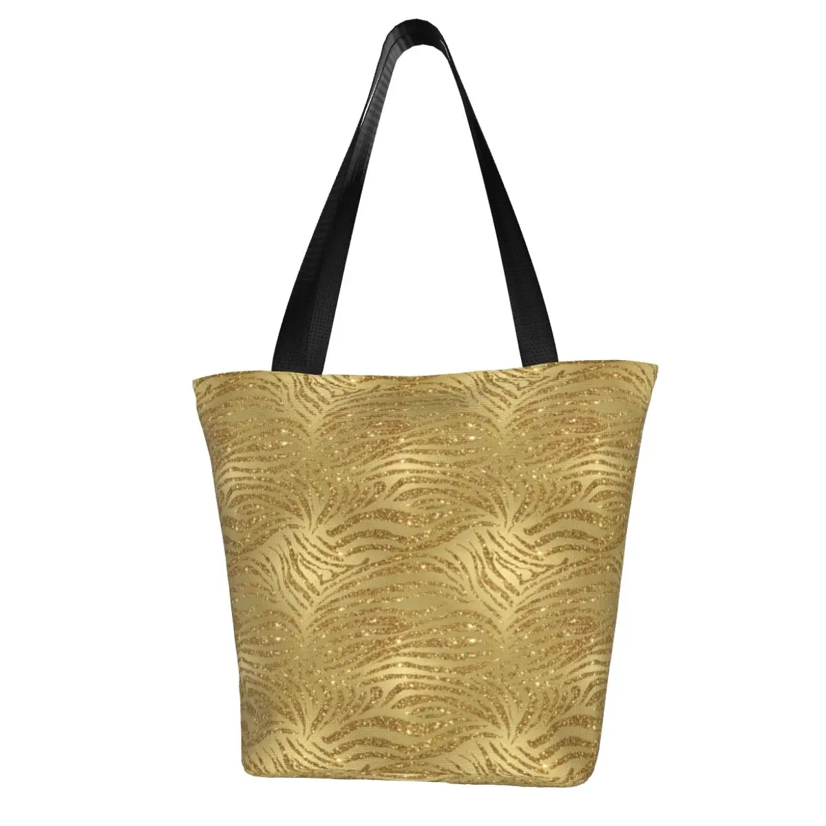 

Блестящая сумка для покупок с принтом тигра, стильная школьная сумка в полоску с золотыми блестками, женские модные сумки