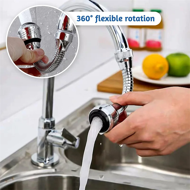 

360° Degree Kitchen Faucets Extension Bathroom Sink Spray stainless steel Gun Faucet Extender High Pressure Tap Adaptor Rotation