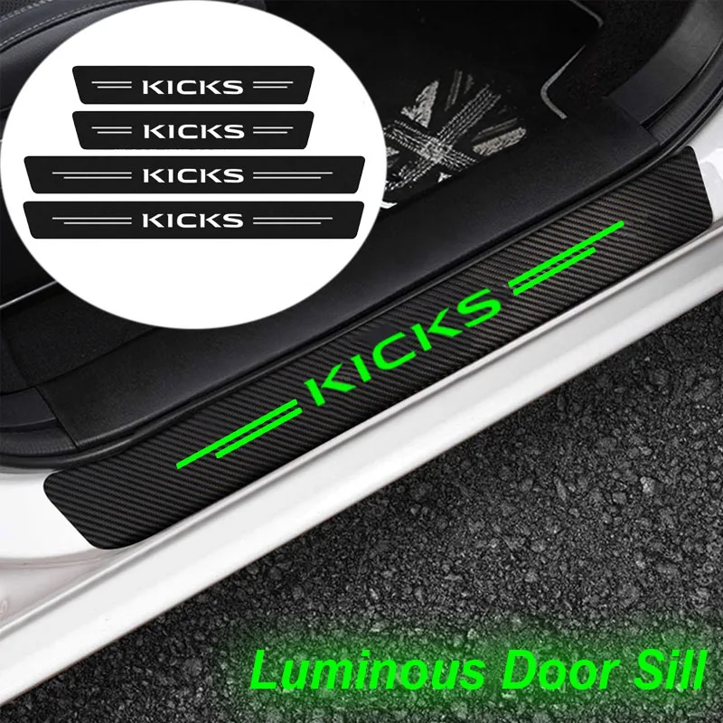 

Luminous for Nissan Kicks Logo Qashqai X-Trail Navara Sunny Car Door Threshold Sill Protective Trunk Bumper Guards Stickers