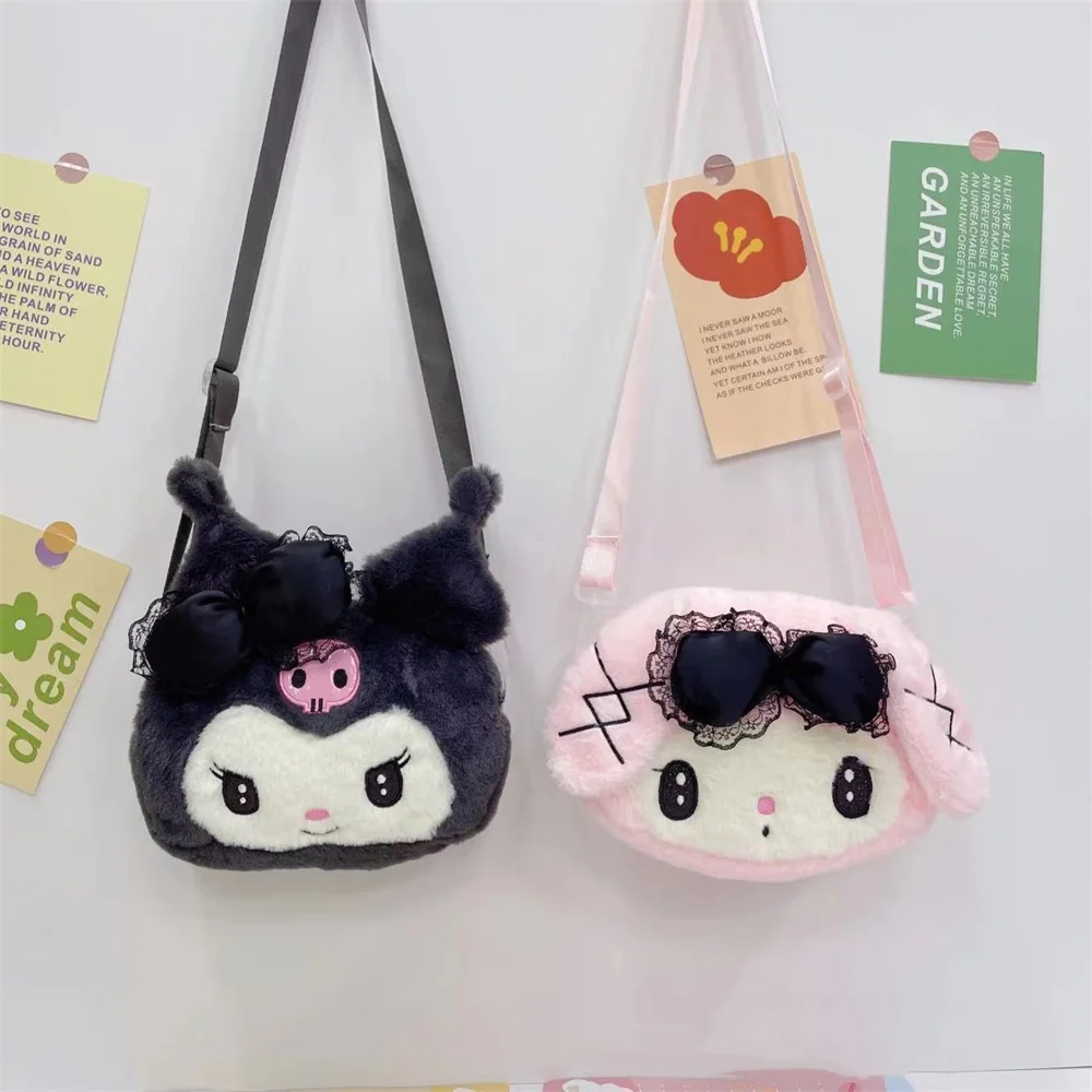 

Sanrio Plush Bag Kawaii Kuromi Cartoon Stuffed Crossbody Shoulder Bags My Melody Storage Makeup Backpack Women Gift For Girl
