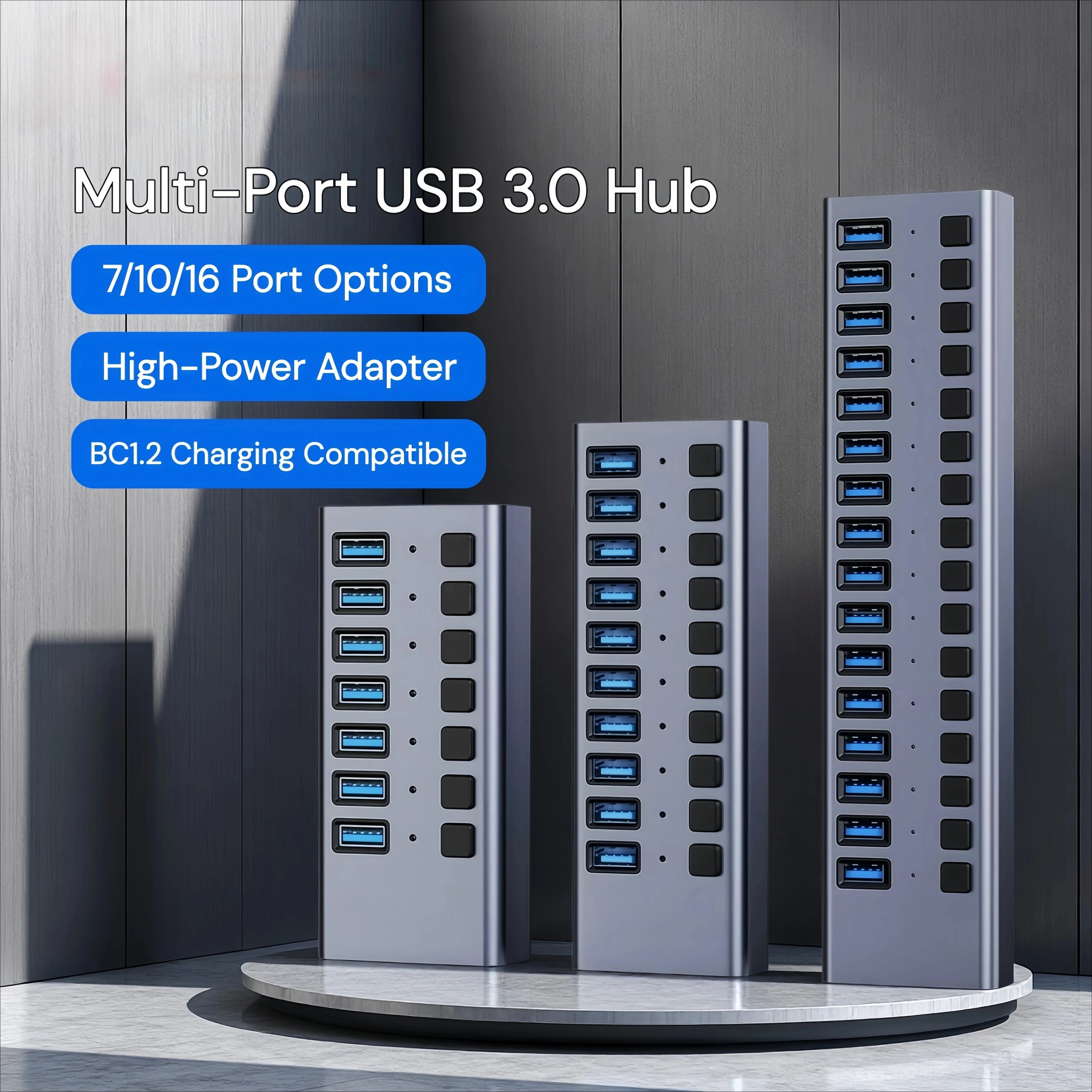 Фото USB-хаб MZX 3.0 с 16/10/7 портами, многопортовый, 5 Гбит/с, с выключателем, разветвителем, адаптером, концентратором, док-станцией, удлинителем №2