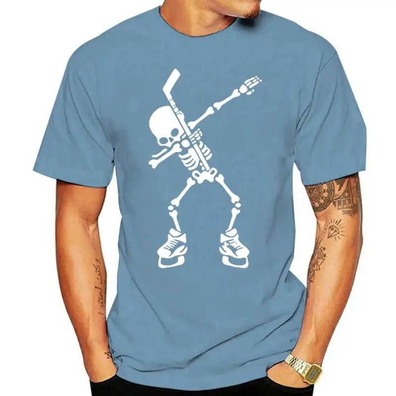 

Funny Hockeyer Skeleton Dabbing T-Shirt New Fashion Halloween Dab Dance Sports T Shirts Top Tee Fashion Cotton