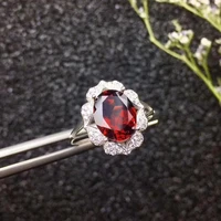 meibapj natural red garnet gemstone trendy ring for women real 925 sterling silver charm fine jewelry
