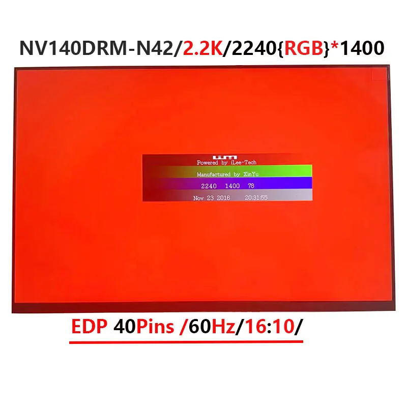 Для NV140DRM-N42 14 0-дюймовый 2240 (RGB) X1400 IPS 40 PIN 60 Гц ЖК-экран для ноутбука