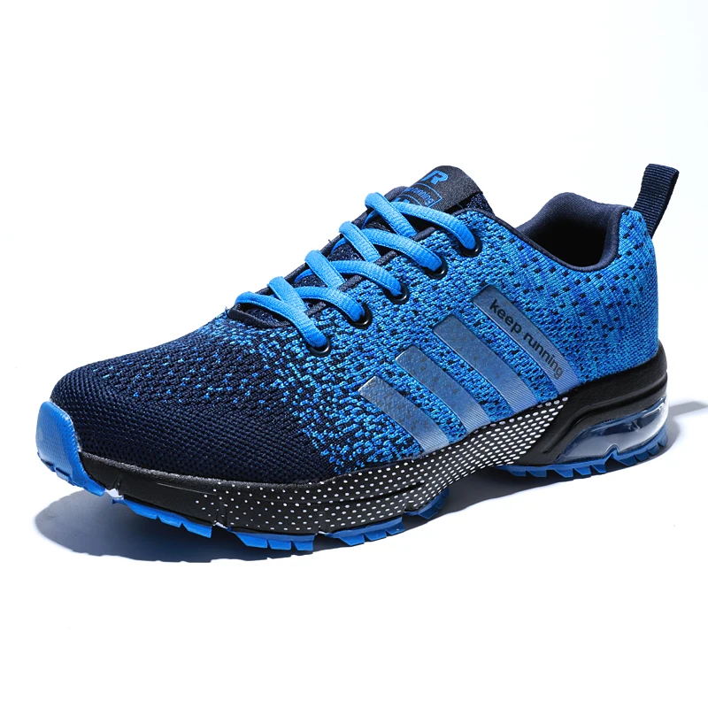 Running Shoes Mens Sneakers Fitness Shoes Breathable Air Cushion Outdoor Platform Flying Woven Lace-Up Shoes Sports Shoes