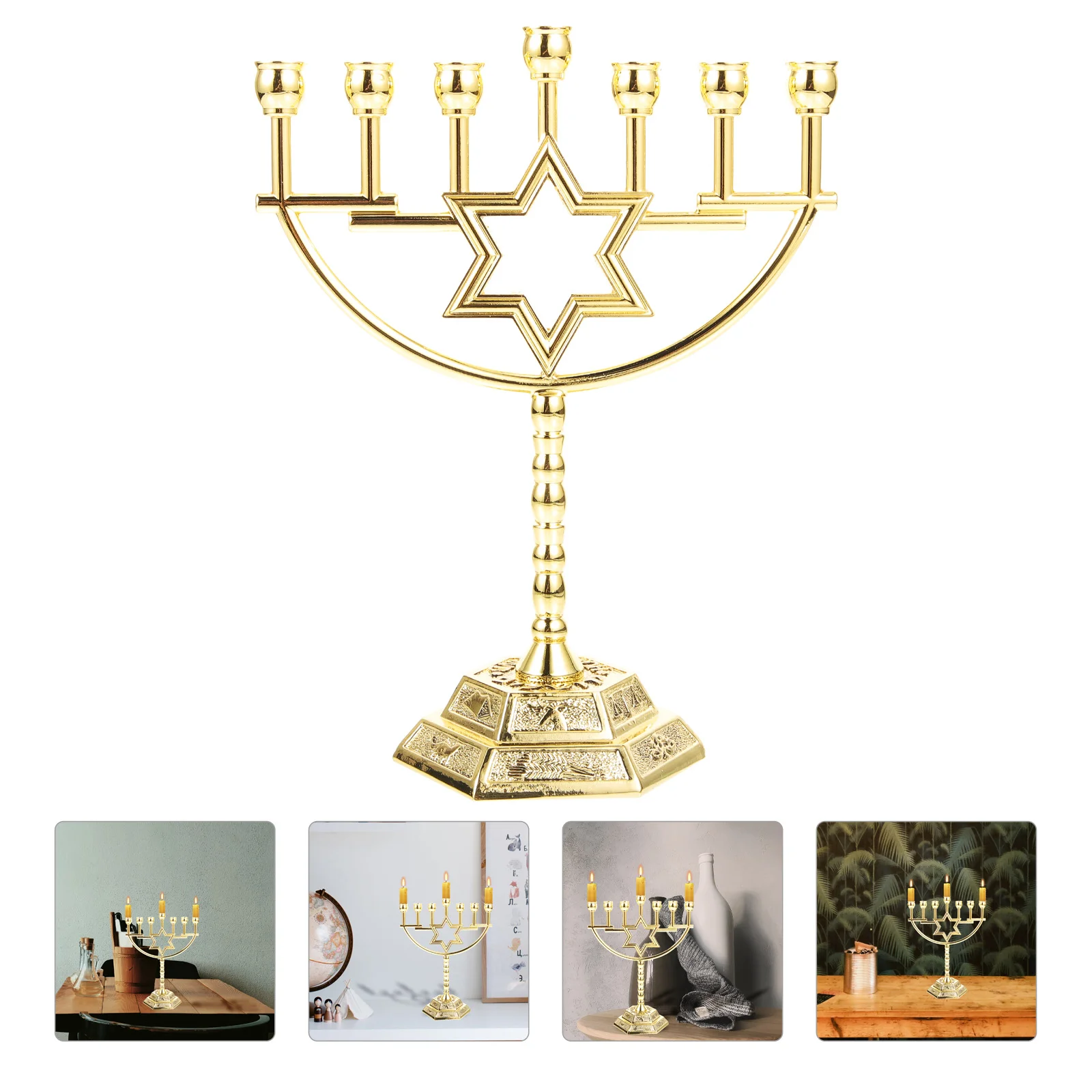 

Candlestick Stands Menorah Decor Desk Top Accessories Hanukkah Holders Metal Dining Table Centerpieces