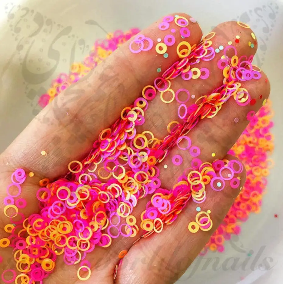 

Neon Circle Round Glitter Sequins Rainbow Multi-colored Chunky Glitter Confetti Mix Shape Glitter 50g Resin/ Nail Art Glitter