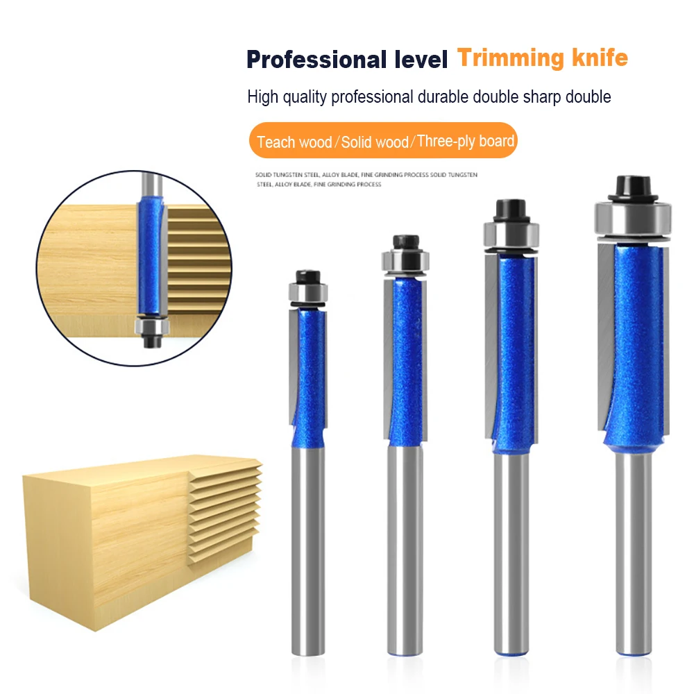 

4 шт. фреза 1/4 дюйма, подшипник из сплава, фреза для обработки дерева, деревообработки, Обрезной нож 1/2,1/4, 3/8, 5/16, набор инструментов для дерева